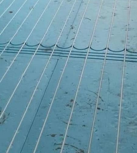 Close-up of underfloor heating installation